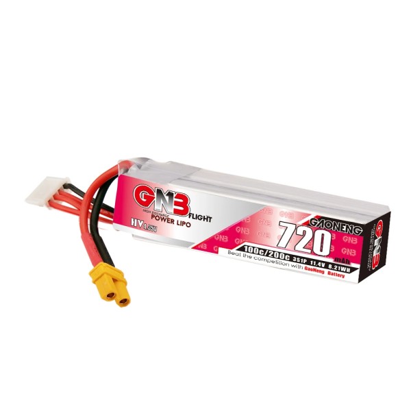 GAONENG GNB 3S 11.4V HV 720MAH 100C XT30 LiPo Battery FPV Drone Long Type LiHV High Voltage